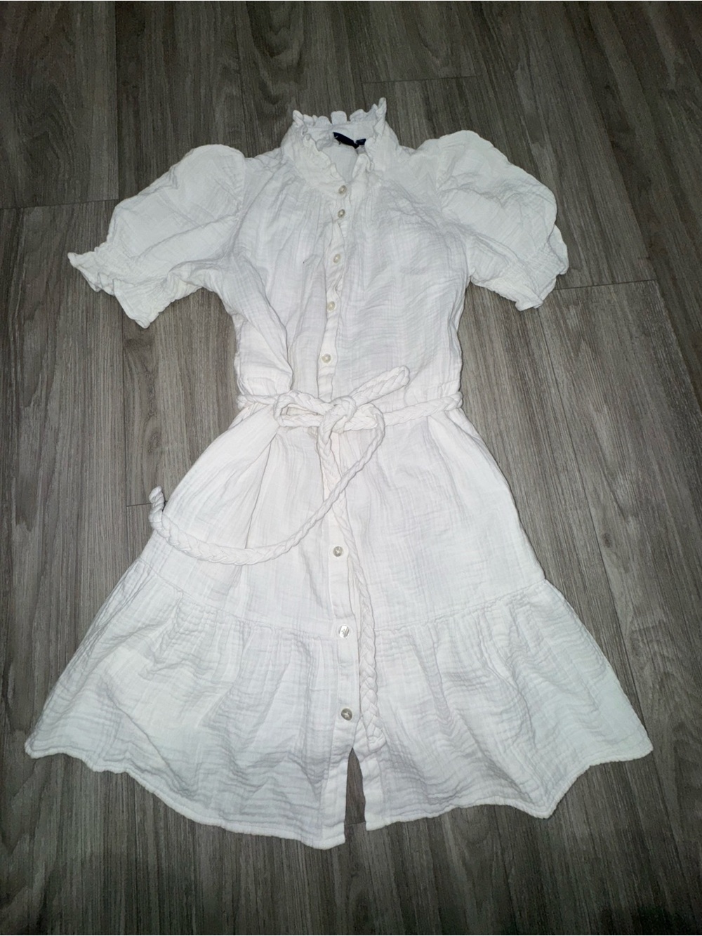 GAP White Button-Front Mini Dress with Tie Waist